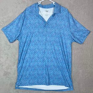 1764 Golf Polo Shirt Signature Stretch Anchored All Over Print Blue Mens‎ Large